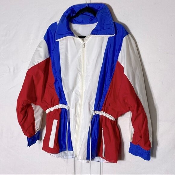 Vintage Red White Blue Long Windbreaker Jacket XL - Picture 1 of 14